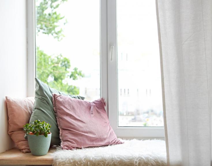 Window ledge with pillows