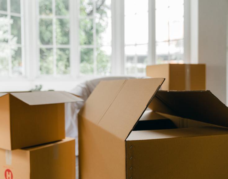 A pile of cardboard boxes