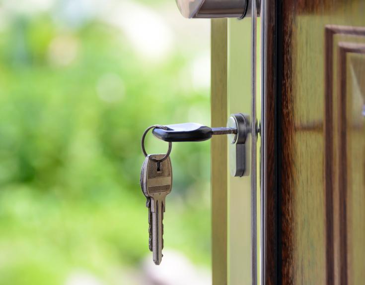 A key in an open door