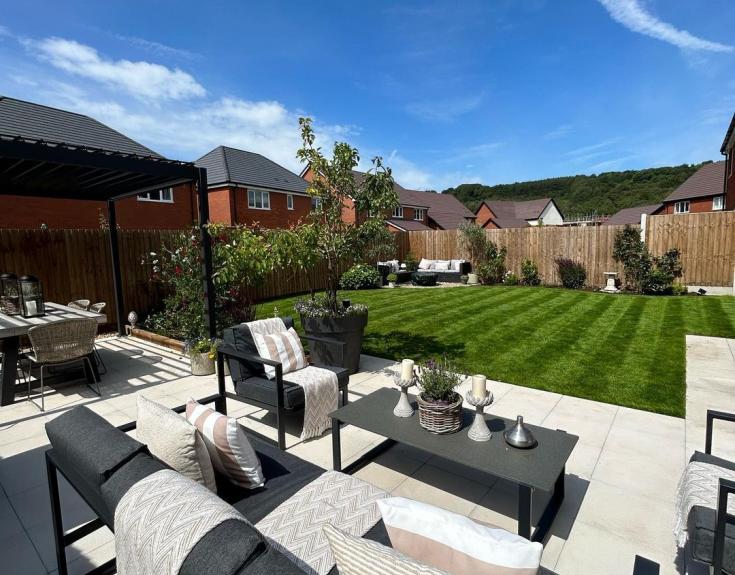 rear garden with patio and furniture 