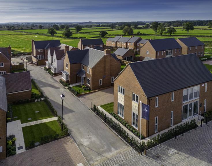 Newton Manor drone shot of street